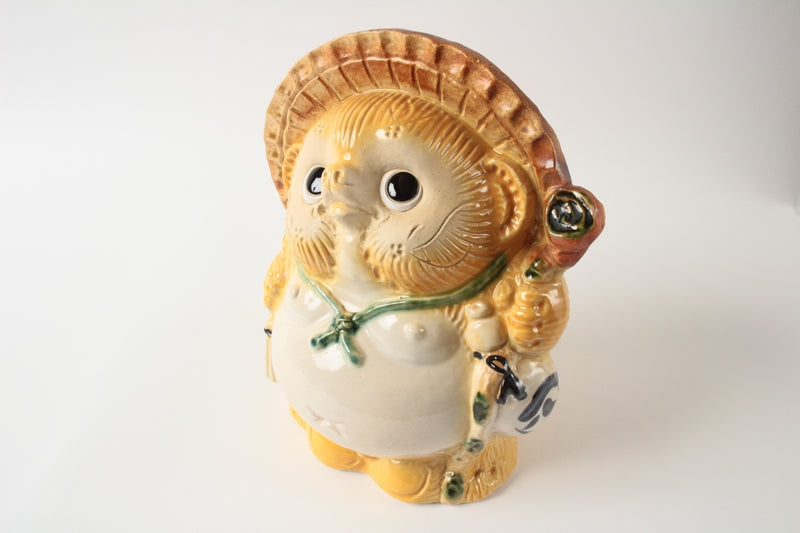 Shigaraki ware Japanese Ceramic Statue Lucky Fatty Raccoon Yellow made in Japan