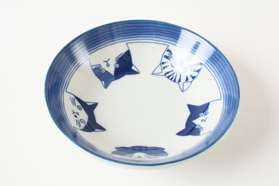 Mino ware Japan Ceramics 5.4 inch Deep Round Plate / Dish Japanese Cats Faces