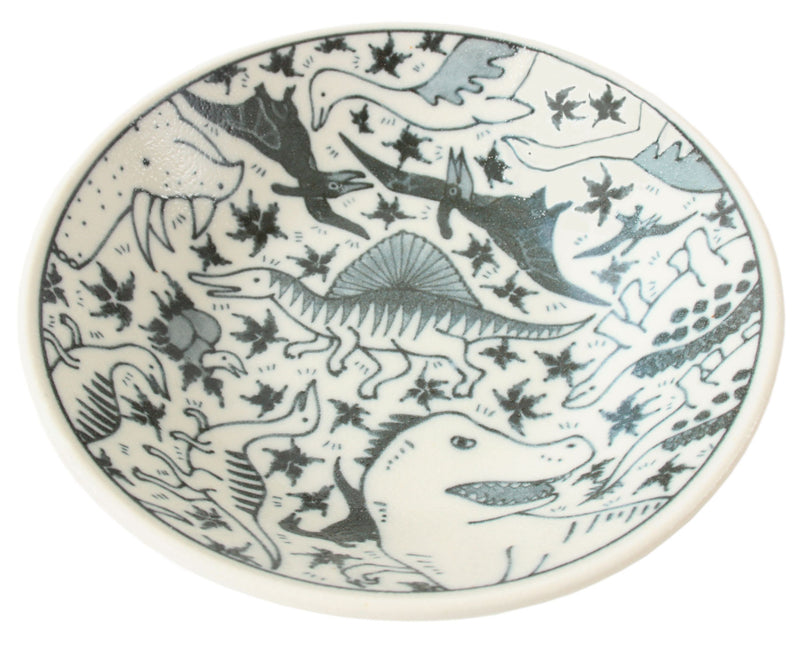 Mino ware Japan Ceramics 5.4inch Round Deep Plate Various Dinosaurs Japan