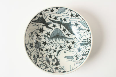 Mino ware Japan Ceramics 5.4inch Round Deep Plate Various Dinosaurs Japan