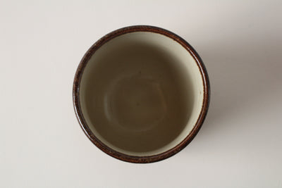 Mino ware Japanese Yunomi Chawan Tea Cup Matte White with Brown Edge