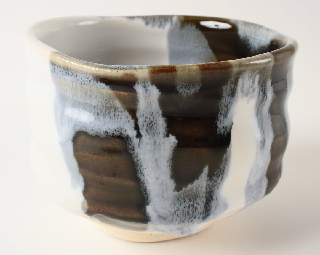 Eimei Mokko Shaped Bonsai Pot in Blue-Oribe Glaze 7