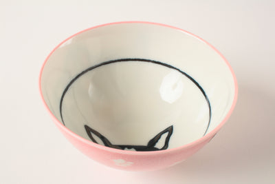 Mino ware Japanese Ceramics Rice Bowl French Bulldog Pink made in Japan