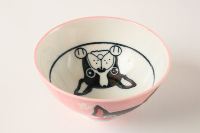 Mino ware Japanese Ceramics Rice Bowl French Bulldog Pink made in Japan