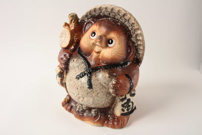 Shigaraki ware Japanese Ceramic Statue Lucky Fatty Raccoon Brown Ancient Coarce made in Japan