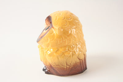 Shigaraki ware Japanese Ceramic Statue Yellow Owl Tilting Head made in Japan