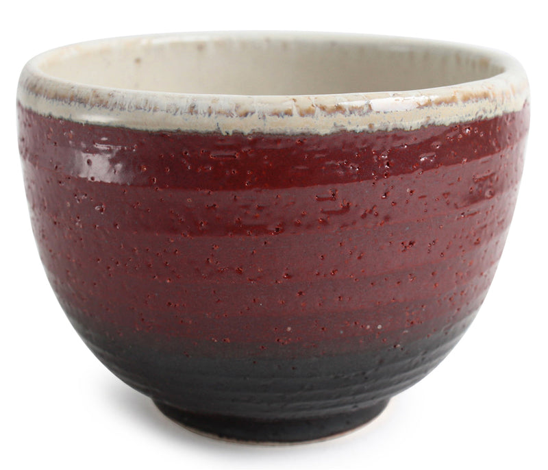 Mino ware Japanese Pottery Large Bowl Sangria Red & Black (Matcha/Rice Bowl)