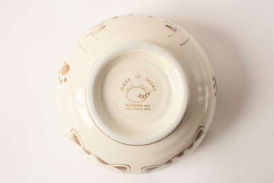 Mino ware Japanese Ceramics Large Rice Bowl Smiling Cats Gloss finish Blue