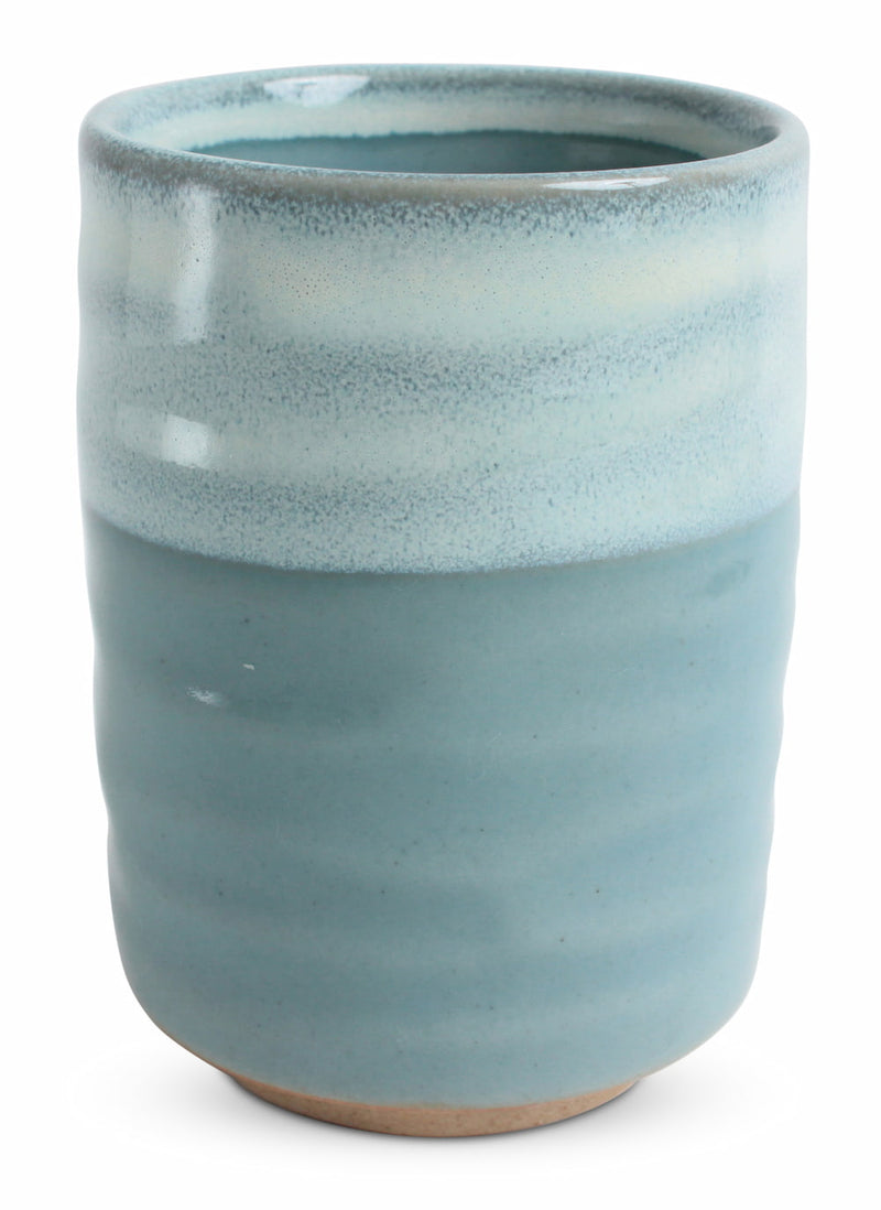 Mino ware Japanese Large Sushi Yunomi Chawan Tea Cup Sky Blue & Sapphire Blue