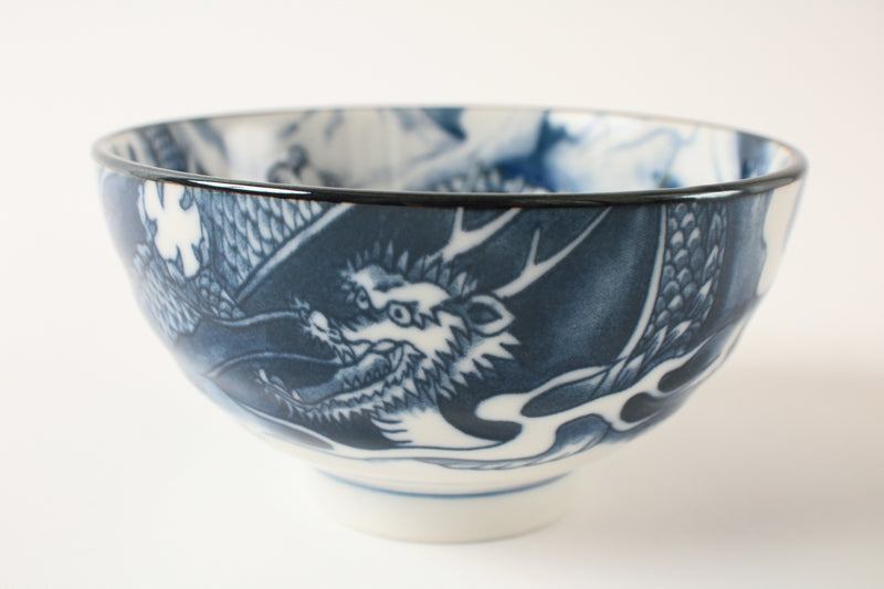 Mino ware Japanese Ceramics Rice Bowl Blue Dragon made in Japan