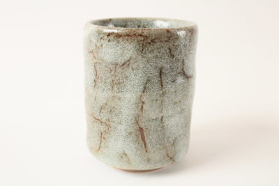 Mino ware Japanese Pottery Yunomi Chawan Tea Cup Ash Gray & Brown Straight
