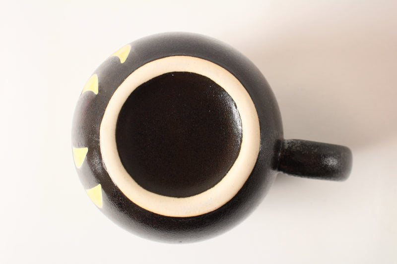 Mino ware Japanese Pottery Mug Cup Cat Daruma Black made in Japan