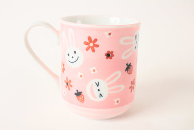 Mino ware Japanese Ceramics Kids Mug Cup Rabbit Strawberry Flower Japan