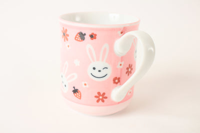 Mino ware Japanese Ceramics Kids Mug Cup Rabbit Strawberry Flower Japan
