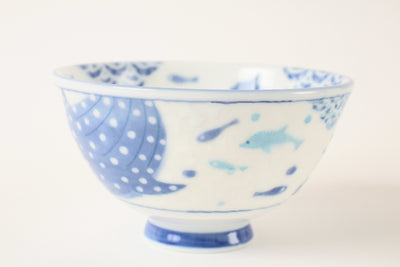 Mino ware Japanese Ceramics Rice Bowl Whale Shark made in Japan