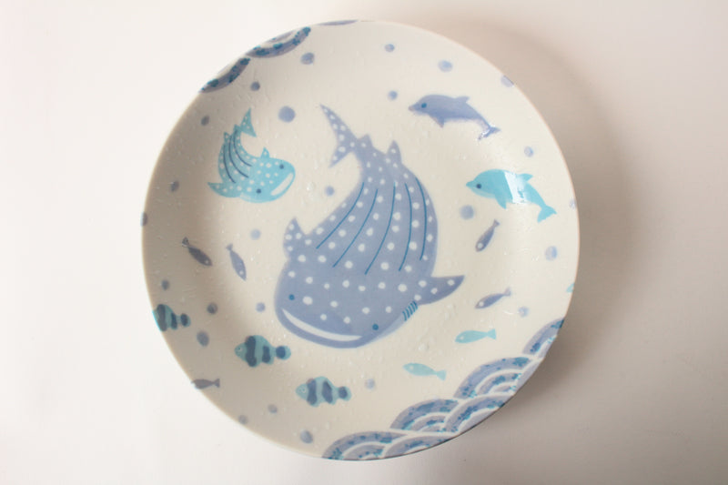 Mino ware Japanese Ceramics 7.7 inch Round Plate Whale Shark made in Japan