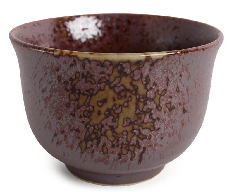 Mino ware Japanese Pottery Yunomi Chawan TeaCup Nanban Sencha Russet Red & Ocher