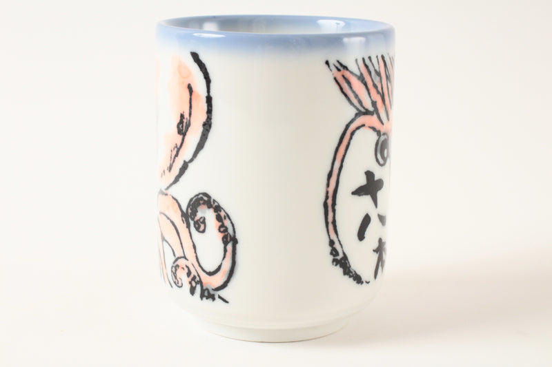 Mino ware Japanese Ceramics Yunomi Chawan Tea Cup Squid & Octopus