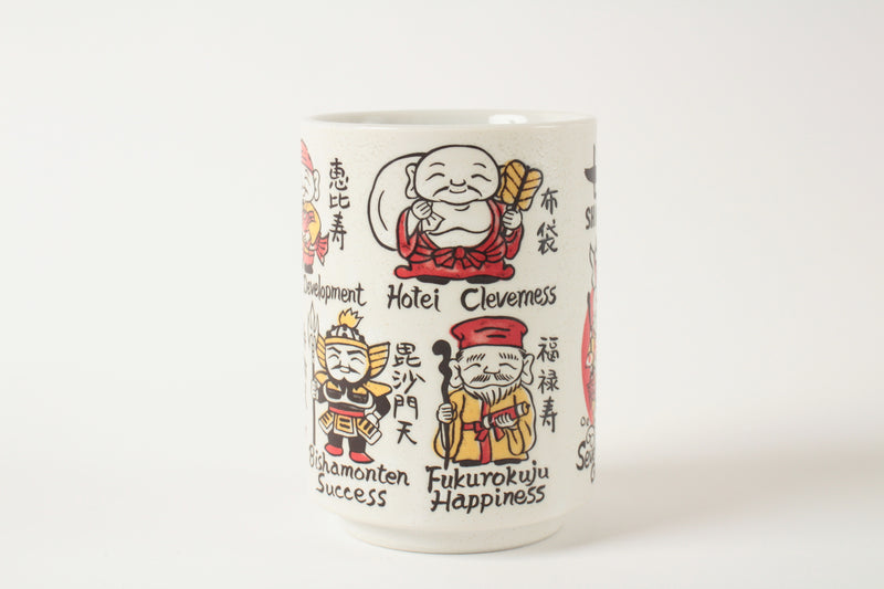 Mino ware Japan Ceramics Sushi Yunomi Chawan Tea Cup Seven Lucky Gods