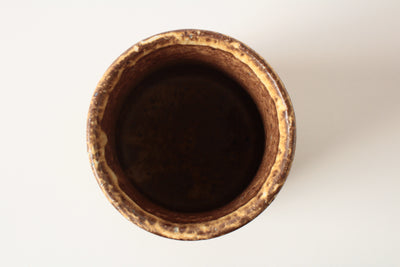 Mino ware Japan Pottery Sushi Yunomi Chawan Tea Cup Peanut Brown Stripe Dimpled