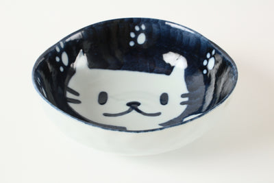 Mino ware Japan Pottery Large Bowl Navy Cats