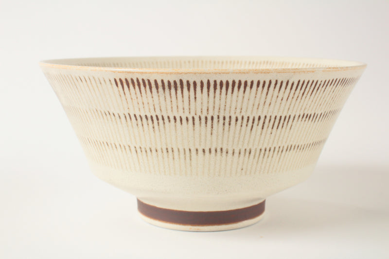 Mino ware Japan Ceramics Ramen Noodle Donburi Bowl Cream Rust Tokusa pattern