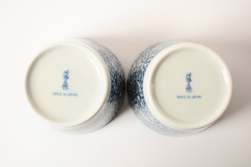 Mino ware Japan Pottery Pair Sobachoko Cup Karakusa Pattern made in Japan
