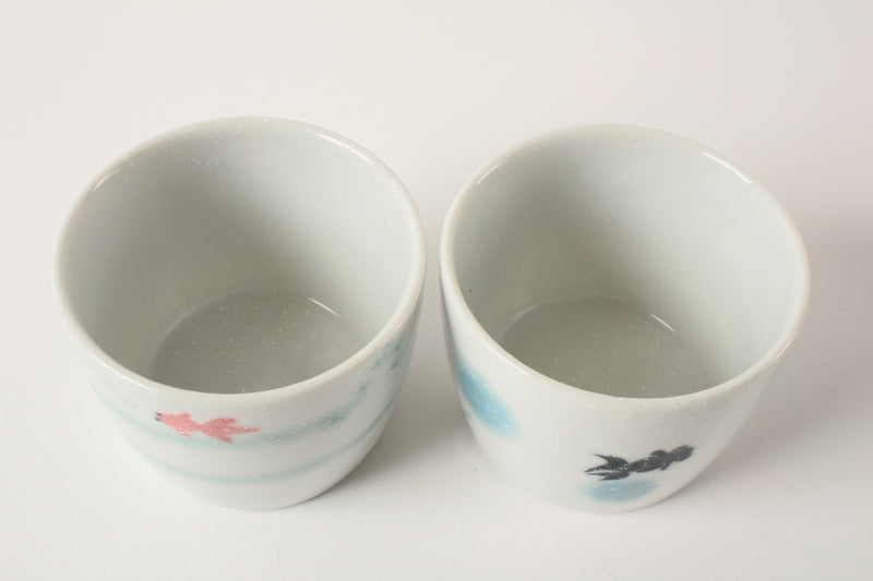 Mino ware Japan Pottery Pair Sobachoko Cup Goldfish made in Japan