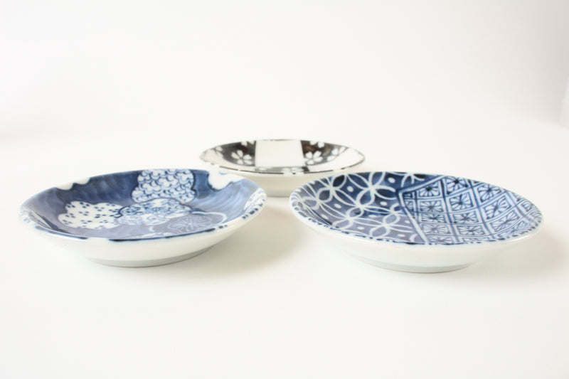 Mino ware Japan Ceramics Mini Round Plate / Dish Set of Three Japanese pattern