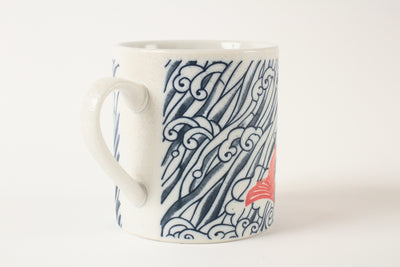 Mino ware Japanese Ceramics Mug Cup Rising Carp Red & Black made in Japan