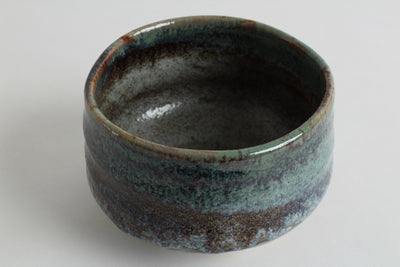 Mino ware Japanese Pottery Tea Ceremony Matcha Bowl Seashore Blue & Gray & Brown