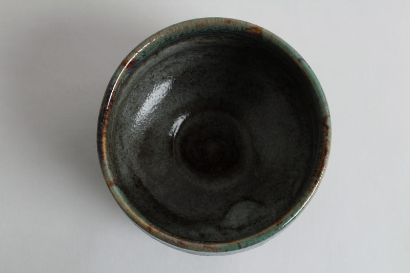 Mino ware Japanese Pottery Tea Ceremony Matcha Bowl Seashore Blue & Gray & Brown