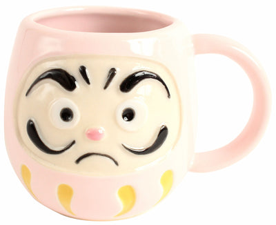 Mino ware Japanese Pottery Mug Cup Daruma Shape Shell Pink made in Japan
