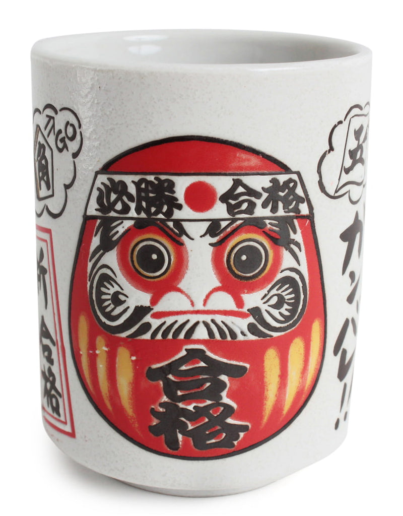 Mino ware Japanese Sushi Yunomi Chawan Tea Cup Red Daruma "Pass the Exam"