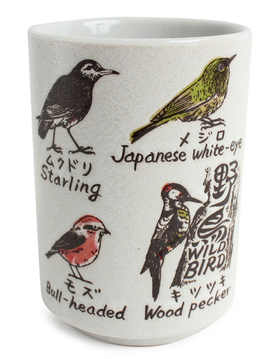 Mino ware Japanese Sushi Yunomi Chawan Tea Cup Wild Bird, Starling, Swallow, etc